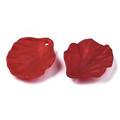 Dark Red Rubberized Style Opaque Acrylic Pendants, Leaf, Dark Red, 30.7x26.5x6.9mm, Hole: 1.8mm