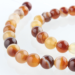 Chocolate Natural Gemstone Agate Round Bead Strands, Dyed, Chocolate, 6mm, Hole: 1mm, about 63pcs/strand, 15.35 inch
