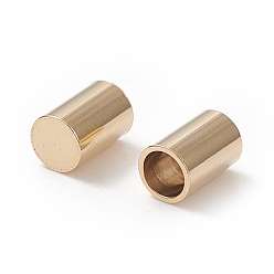 Real 24K Gold Plated 201 Stainless Steel Cord Ends, End Caps, Column, Real 24K Gold Plated, 6x4mm, Inner Diameter: 3mm