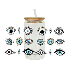 Evil Eye Autocollant de transfert uv pour tasse en verre, autocollants décoratifs pour verres à boire, mauvais œil, 110x230mm