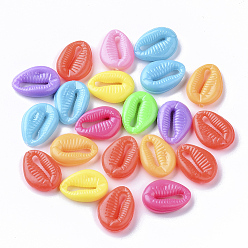 Mixed Color Opaque Polystyrene(PS) Plastic Beads, Cowrie Shell Shape, Mixed Color, 17x12.5x4.5mm, about 1000pcs/500g