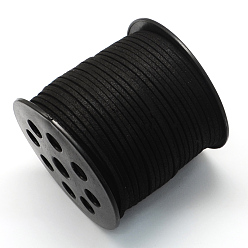 Negro Cordón de gamuza sintética ecológico, encaje de imitación de gamuza, con polvo del brillo, negro, 2.7x1.4 mm, aproximadamente 100 yardas / rollo (300 pies / rollo)