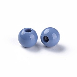 Bleu Acier Perles acryliques opaques, ronde, bleu acier, 11.5x10.5mm, Trou: 4mm, environ566 pcs / 500 g