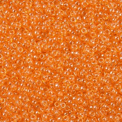 (RR164) Transparent Orange Luster Миюки круглые бусины рокайль, японский бисер, (rr 164) прозрачный оранжевый глянец, 11/0, 2x1.3 мм, Отверстие: 0.8 мм, о 1100 шт / бутылка, 10 г / бутылка