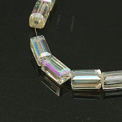 Colorful Electroplate Glass Beads, Full Rainbow Plated, Faceted, Cuboid, Colorful, 12x6x6mm, Hole: 1mm