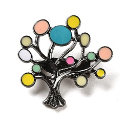 Colorful Fortune Tree Enamel Pins, Black Alloy Brooches for Backpack Clothes, Colorful, 25x25x1.5mm