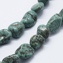 Howlite Brins de perles de magnésite naturelle, teints et chauffée, nuggets, 8~12x5~8mm, Trou: 1mm, Environ 40~43 pcs/chapelet, 14.8~15.3 pouce (37.5~39 cm)
