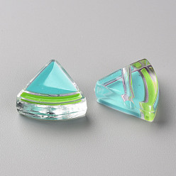 Turquoise Foncé Perles acryliques émail transparent, pastèque, turquoise foncé, 23.5x25.5x9mm, Trou: 3.5mm
