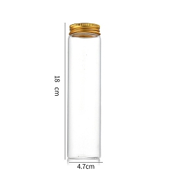 Золотой Колонна стеклянная винтовая верхняя трубка для хранения шариков, прозрачные стеклянные бутылки с алюминиевыми губками, золотые, 4.7x18 см, емкость: 240 мл (8.12 жидких унций)