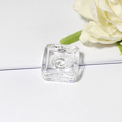 Claro Colgante de botella de perfume de murano hecho a mano, cuadrado y corazón, Claro, 20x20 mm