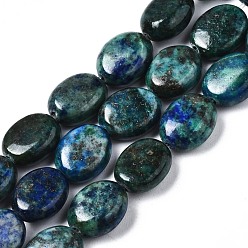 Chrysocolla and Lapis Lazuli Natural Chrysocolla and Lapis Lazuli Beads Strands, Oval, 10x8x4~5mm, Hole: 1mm, about 41pcs/strand, 16.14 inch~16.33 inch(41~41.5cm)