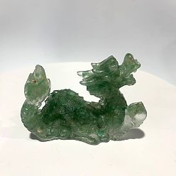 Aventurine Verte Décorations d'exposition de dragon d'aventurine verte naturelle, figurine en résine décoration de la maison, pour la maison ornement feng shui, 85x35x60mm