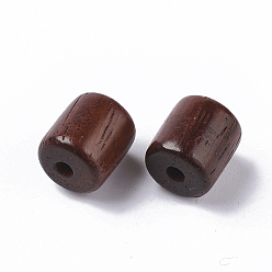 Saddle Brown Natural Wood Beads, Waxed Wooden Beads, Dyed, Column, Saddle Brown, 7x6mm, Hole: 1.5mm, about 3180pcs/500g