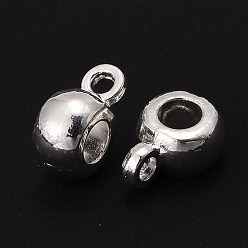 Silver Tibetan Style Tube Bails, Loop Bails, Bail Beads, Cadmium Free & Lead Free, Silver Color Plated, 9x5.8mm, Hole: 1.5mm