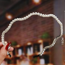 Platino Cintas para el pelo de perlas onduladas, Cintas para el pelo de novia, accesorios para el cabello de boda para mujeres y niñas, Platino, 150 mm