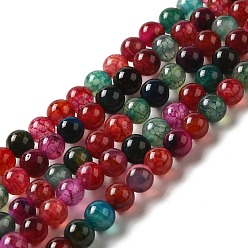 Agate Multicolore Teints agate naturelle perles brins, ronde, 6mm, Trou: 1mm, Environ 63 pcs/chapelet, 14.9 pouce