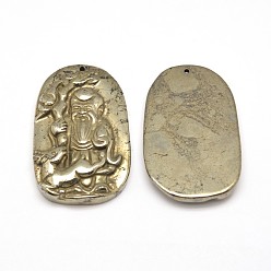 Pirita Buda colgantes pirita naturales, 48~50x32~33x12 mm, agujero: 2 mm