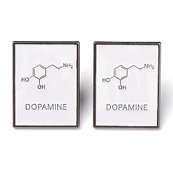 Others Alloy Enamel Brooches, Enamel Pin, for Teachers Students, with Plastic Clutches, Rectangle with Chemical Equation, Platinum, White, Dopamine Molecular Structural Formula, 27x20.5x11.5mm