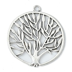 Antique Silver Tibetan Style Zinc Alloy Pendants, Tree of Life Charm, Lead Free and Cadmium Free, Antique Silver, Size: about 43mm long, 38mm wide, 1.5mm thick, hole: 3mm, 160pcs/1000g