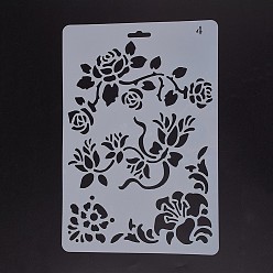 Blanc Modèles de pochoirs de peinture de dessin réutilisables en plastique, pour diy album mur tissu sol meubles, rectangle, blanc, 262x174x0.4mm
