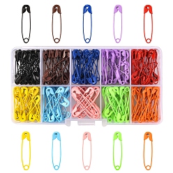 Mixed Color 200Pcs 10 Colors Spray Painted Iron Safety Pins, Cadmium Free & Nickel Free & Lead Free, Mixed Color, 30~31x7x2.5mm, 20pcs/color