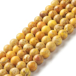 Orange Brins de perles de jaspe impérial naturel, teint, ronde, or, 8~8.5mm, Trou: 1~1.2mm, Environ 47~48 pcs/chapelet, 15.16 pouce (38.5 cm)