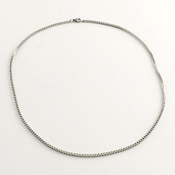 Stainless Steel Color 304 Stainless Steel Box Chain Necklaces, Stainless Steel Color, 20 inch(50.8cm)
