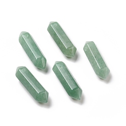 Green Aventurine Natural Green Aventurine Double Terminal Pointed Pendants, Faceted Bullet Charm, 30~35x8~9x8~9mm, Hole: 1.4mm