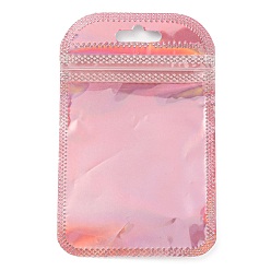 Pink Plastic Laser Packaging Yinyang Zip Lock Bags, Top Self Seal Pouches, Rectangle, Pink, 11x7x0.15cm, Unilateral Thickness: 2.5 Mil(0.065mm)