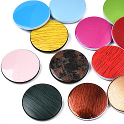 Couleur Mélangete Perles acryliques imprimées, plat rond, couleur mixte, 31.5x6mm, Trou: 1.4mm, environ120 pcs / 500 g