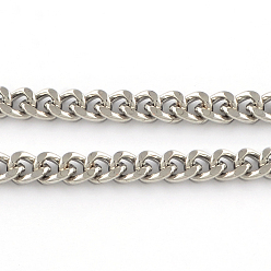 Platinum Unwelded Iron Cuban Link Chains, Chunky Curb Chains, with Spool, Platinum, 9.5x8.6x2mm, about 82.02 Feet(25m)/roll