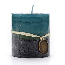 Teal Column Shape Aromatherapy Smokeless Candles, with Box, for Wedding, Party, Votives, Oil Burners and Home Decorations, Teal, 7x7.65cm
