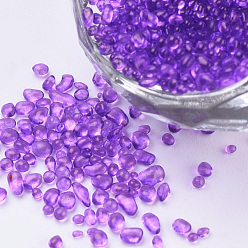 Blue Violet Glass Seed Beads, Dyed, Transparent Colours, For Nail Art Decoration, No Hole/Undrilled, Chip, Blue Violet, 1~3x1~1.5x1~1.5mm, about 450g/bag