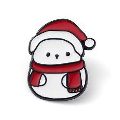 Snowman Christmas Theme Emanel Pin, Electrophoresis Black Alloy Brooch for Backpack Clothes, Snowman Pattern, 28.3x23x1.5mm