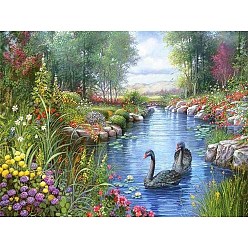 Colorful Spring Manor Scenery DIY Diamond Painting Kit, Including Resin Rhinestones Bag, Diamond Sticky Pen, Tray Plate and Glue Clay, Colorful, 300x400mm