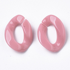 Pink Opaque Acrylic Linking Rings, Quick Link Connectors, For Curb Chains Making, Twist, Pink, 22x16.5x5.5mm, Inner Measure: 12x6mm