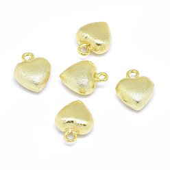 Настоящее золото 18K Латунь прелести, сердце, реальный 18 k позолоченный, 14x11.5x6 мм, отверстие : 2 мм