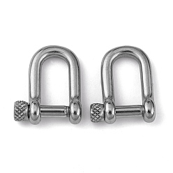 Stainless Steel Color 304 Stainless Steel D-Ring Anchor Shackle Clasps, Stainless Steel Color, 26x20x7.5mm