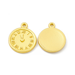 Matte Gold Color Rack Plating Alloy Pendants, Cadmium Free & Lead Free & Nickle Free, Clock Charms, Matte Gold Color, 17.5x14.5x1.5mm, Hole: 1.2mm