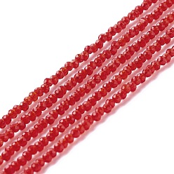 Cerise Transparent Glass Beads Strands, Faceted, Round, Cerise, 2mm, Hole: 0.6mm, about 182~201pcs/strand, 14.57~15.24 inch((37~38.7cm)