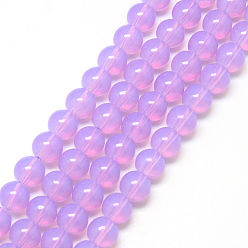 Plum Baking Painted Glass Beads Strands, Imitation Opalite, Round, Plum, 6mm, Hole: 1.3~1.6mm, about 133pcs/strand, 31.4 inch