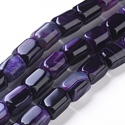 Indigo Natural Agate Beads Strands, Dyed & Heated, Column, Indigo, 20x15mm, Hole: 1.2mm, about 19pcs/strand, 14.76 inch(37.5cm)