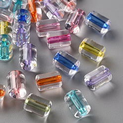Couleur Mélangete Perles acryliques transparentes, colonne, couleur mixte, 10x7.5mm, Trou: 1.8mm, environ950 pcs / 500 g