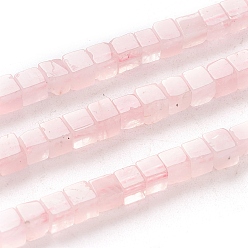 Розовый Кварц Природного розового кварца нитей бисера, кубические, 4x4x4 мм, отверстие : 0.7 мм, около 93 шт / нитка, 15.75 дюйм (40 см)