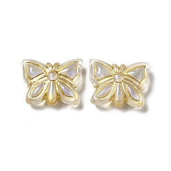 Clair Uv perles acryliques de placage, métal doré enlaça, papillon, clair, 11x14.5x5mm, Trou: 1.8mm, environ740 pcs / 500 g