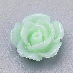 Vert Clair Cabochons en résine, fleur rose, vert clair, 10x5 mm, bas: 7~8 mm