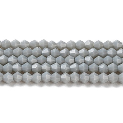 Gray Opaque Solid Color Imitation Jade Glass Beads Strands, Faceted, Bicone, Gray, 4x4mm, Hole: 0.8mm, about 87~98pcs/strand, 12.76~14.61 inch(32.4~37.1cm)