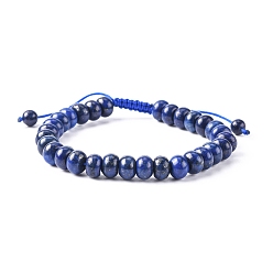 Lapis Lazuli Bracelets de perles tressés réglables en lapis-lazuli naturel, avec cordon en nylon, 2 pouces ~ 2-1/2 pouces (5.2~6.6 cm)