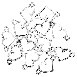 Antique Silver Tibetan Style Alloy Hollow Connector Charms, Heart Links, Antique Silver, 8x14.5mm, Hole: 1mm