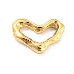Real 18K Gold Plated 304 Stainless Steel Linking Rings, Irregular Heart, Hammered, Real 18K Gold Plated, 14x20x4mm, Inner Diameter: 6.5x14mm